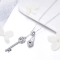 Romantic Silver Jewelry CZ Key & Locker Sterling Silver Pendant Necklace